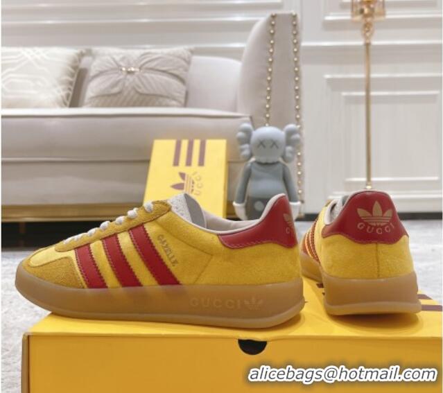 Sophisticated Gucci x Adidas Gazelle Suede & Velvet Sneakers Yellow 080104