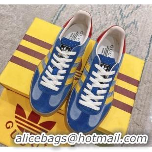 Stylish Gucci x Adidas Gazelle Suede & Velvet Sneakers Blue 080105