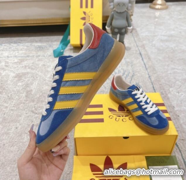 Stylish Gucci x Adidas Gazelle Suede & Velvet Sneakers Blue 080105