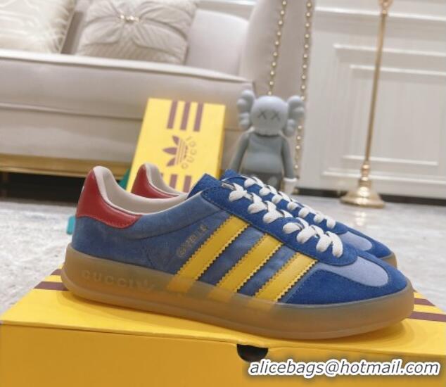 Stylish Gucci x Adidas Gazelle Suede & Velvet Sneakers Blue 080105