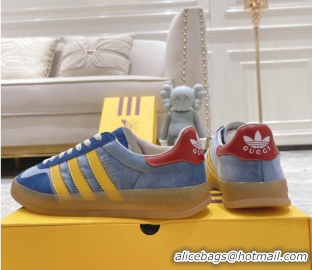 Stylish Gucci x Adidas Gazelle Suede & Velvet Sneakers Blue 080105