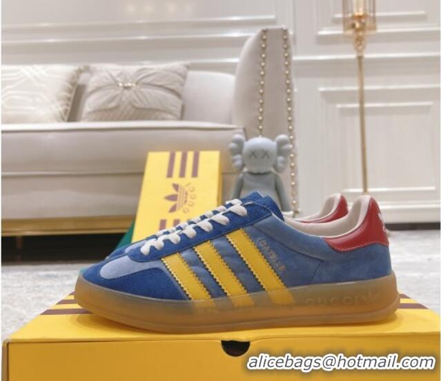 Stylish Gucci x Adidas Gazelle Suede & Velvet Sneakers Blue 080105