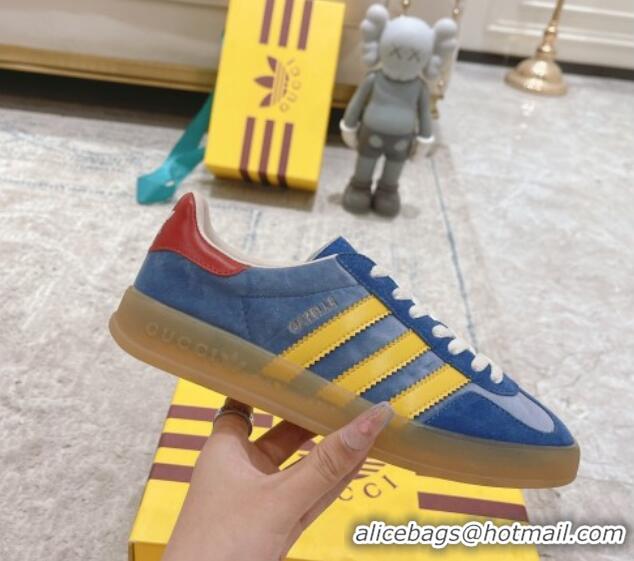 Stylish Gucci x Adidas Gazelle Suede & Velvet Sneakers Blue 080105