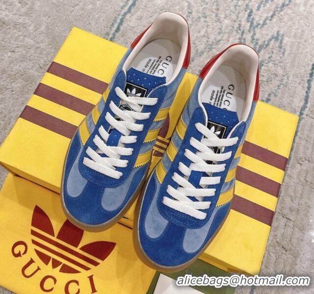 Stylish Gucci x Adidas Gazelle Suede & Velvet Sneakers Blue 080105