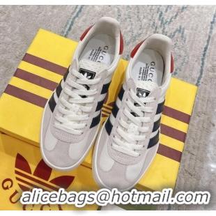 Duplicate Gucci x Adidas Gazelle Suede & Leather Sneakers White 080106