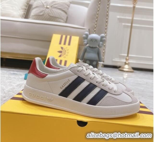 Duplicate Gucci x Adidas Gazelle Suede & Leather Sneakers White 080106