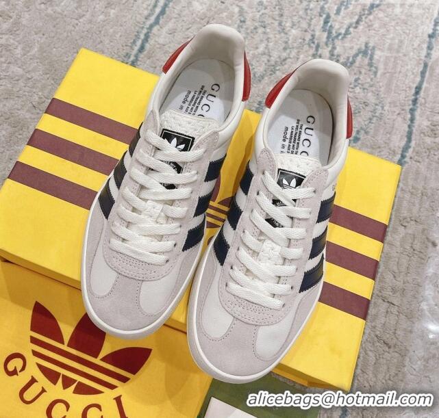 Duplicate Gucci x Adidas Gazelle Suede & Leather Sneakers White 080106