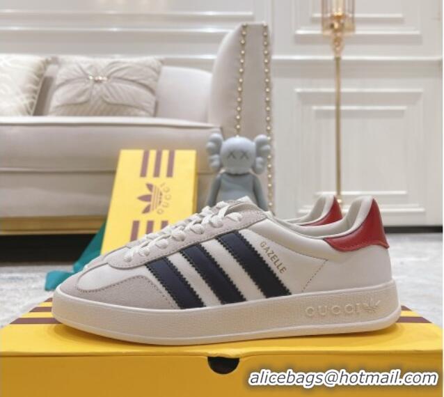 Duplicate Gucci x Adidas Gazelle Suede & Leather Sneakers White 080106