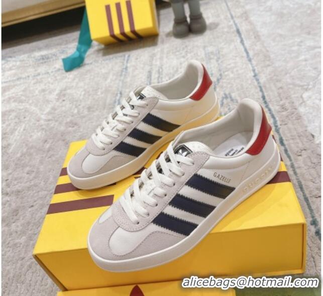 Duplicate Gucci x Adidas Gazelle Suede & Leather Sneakers White 080106