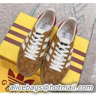 Perfect Gucci x Adidas Gazelle GG Canvas Sneakers Brown 080109