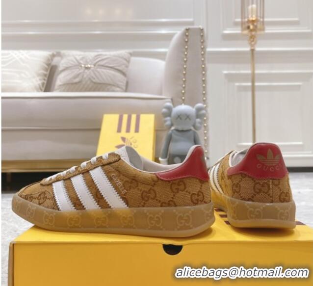 Perfect Gucci x Adidas Gazelle GG Canvas Sneakers Brown 080109