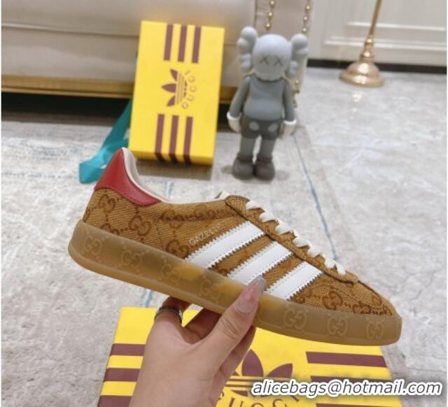 Perfect Gucci x Adidas Gazelle GG Canvas Sneakers Brown 080109