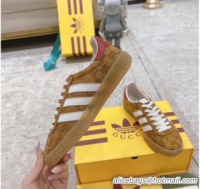 Perfect Gucci x Adidas Gazelle GG Canvas Sneakers Brown 080109