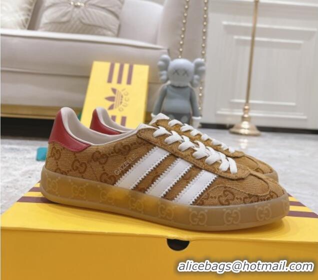 Perfect Gucci x Adidas Gazelle GG Canvas Sneakers Brown 080109