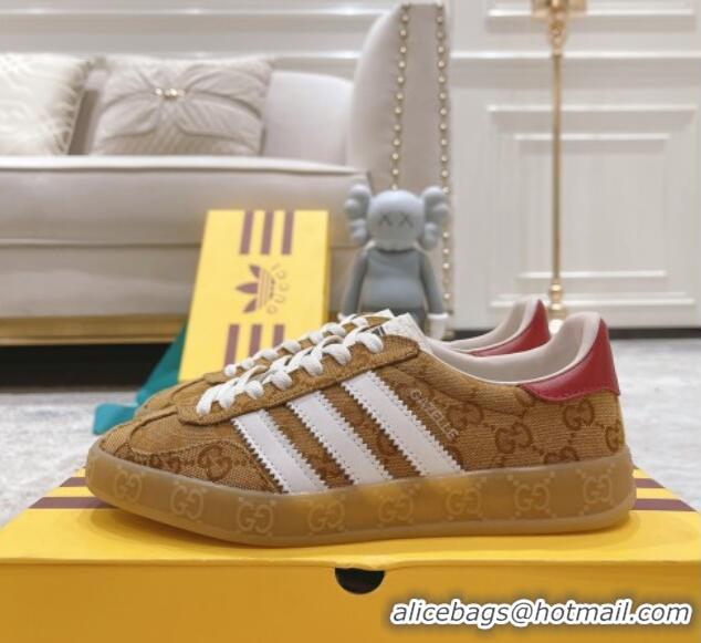 Perfect Gucci x Adidas Gazelle GG Canvas Sneakers Brown 080109