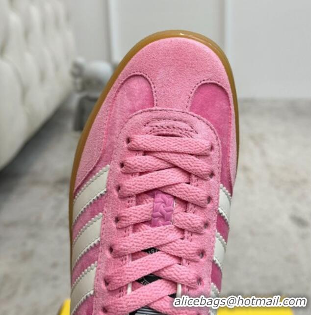 Good Quality Gucci x Adidas Gazelle Suede & Velvet Sneakers Pink 080107