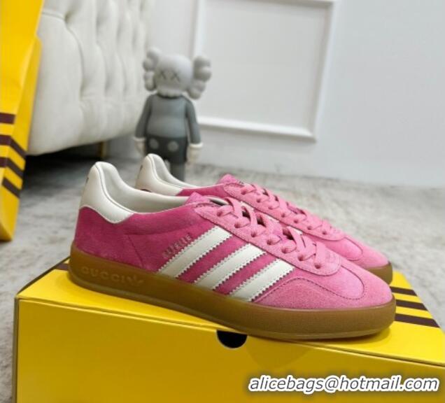 Good Quality Gucci x Adidas Gazelle Suede & Velvet Sneakers Pink 080107