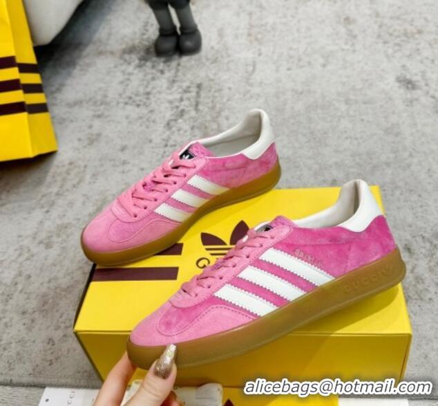 Good Quality Gucci x Adidas Gazelle Suede & Velvet Sneakers Pink 080107