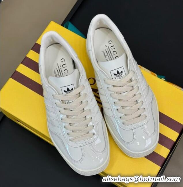 Best Price Gucci x Adidas Gazelle Patent Leather Sneakers White 080108