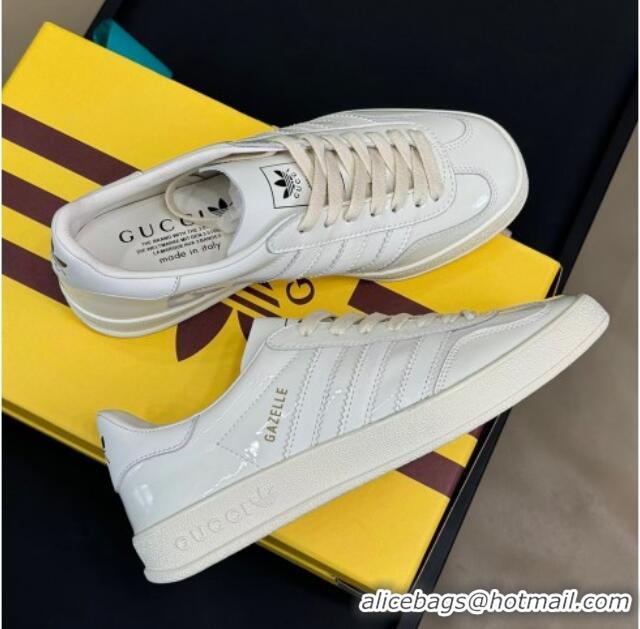 Best Price Gucci x Adidas Gazelle Patent Leather Sneakers White 080108