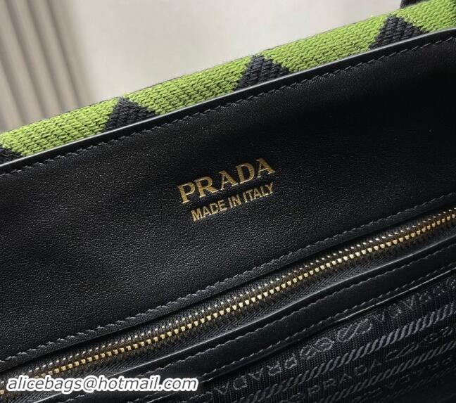 Top Grade Prada Men's Symbole bag in embroidered fabric 2VG107 Black/Ivy Green 2024