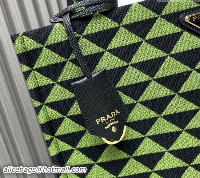 Top Grade Prada Men's Symbole bag in embroidered fabric 2VG107 Black/Ivy Green 2024