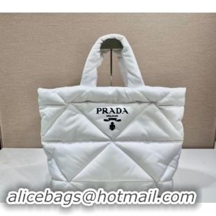 Promotional Prada Quilted Nylon Tote Bag 1BG411 White 2024