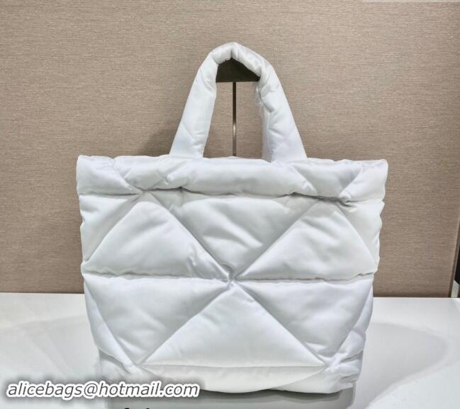 Promotional Prada Quilted Nylon Tote Bag 1BG411 White 2024