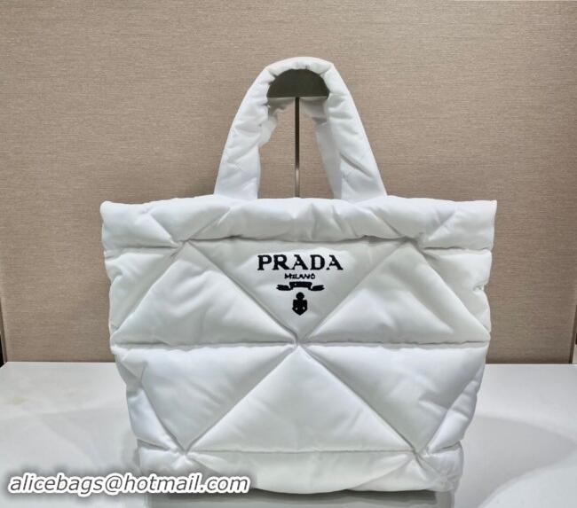 Promotional Prada Quilted Nylon Tote Bag 1BG411 White 2024