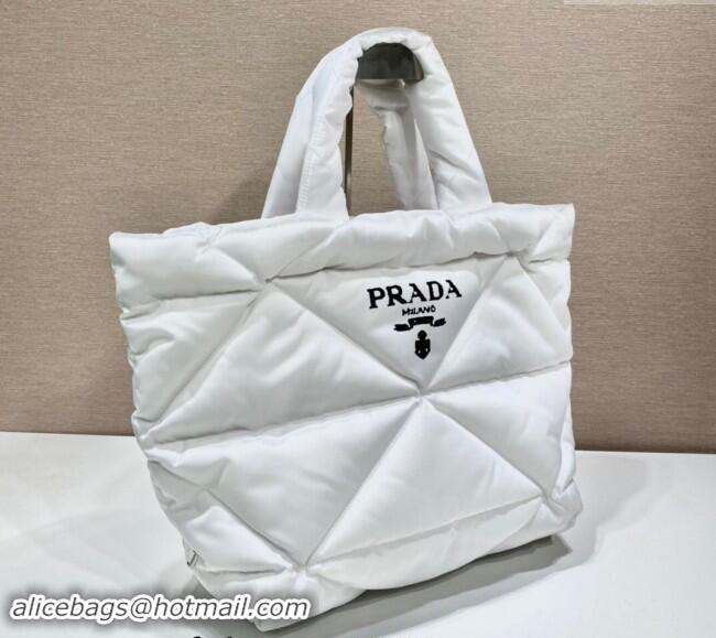 Promotional Prada Quilted Nylon Tote Bag 1BG411 White 2024