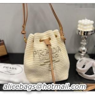 Reasonable Price Prada Straw Bucket Bag 0305 Light Beige 2024