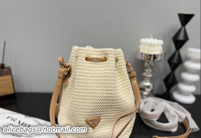 Reasonable Price Prada Straw Bucket Bag 0305 Light Beige 2024