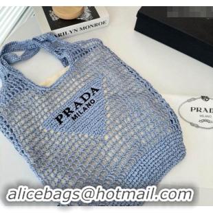 Top Quality Prada Raffia Straw Tote Bag 1BG424 Blue 2024