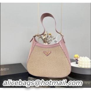 Well Crafted Prada Straw Hobo shoulder bag 1BC179 Beige/Pink 2024