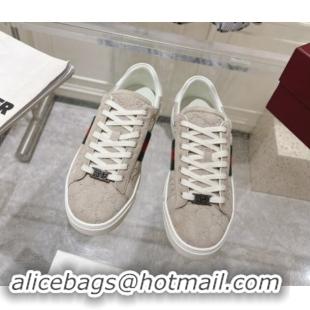 Grade Quality Gucci Ace Sneakers with Web in GG Suede Grey 814098