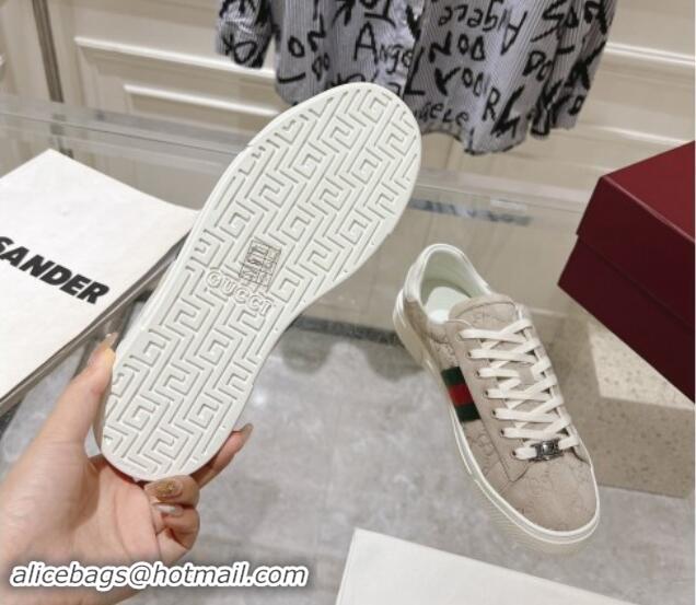 Grade Quality Gucci Ace Sneakers with Web in GG Suede Grey 814098