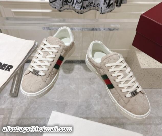 Grade Quality Gucci Ace Sneakers with Web in GG Suede Grey 814098