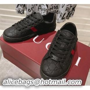 Unique Style Gucci Ace Sneakers with Web in GG Leather Black 814107