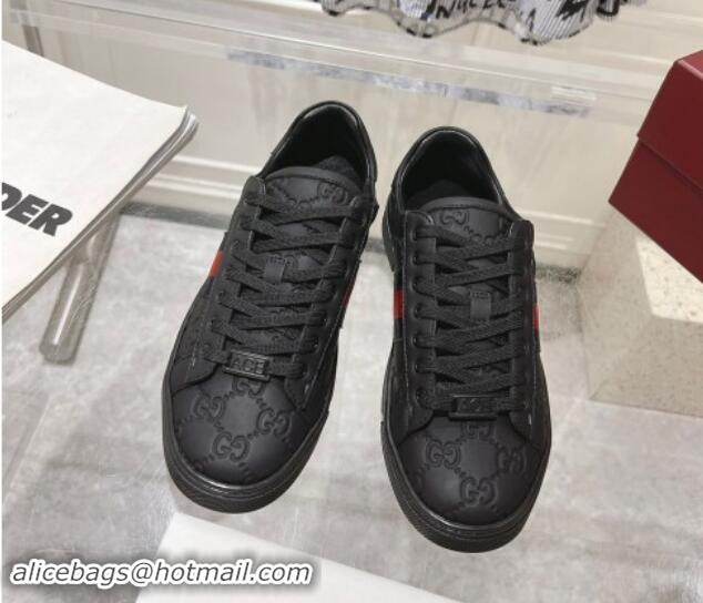 Unique Style Gucci Ace Sneakers with Web in GG Leather Black 814107