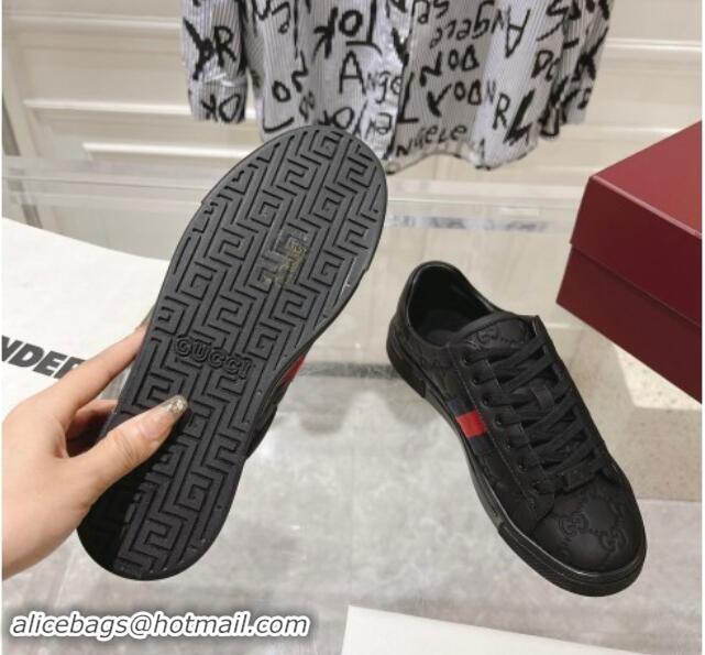 Unique Style Gucci Ace Sneakers with Web in GG Leather Black 814107