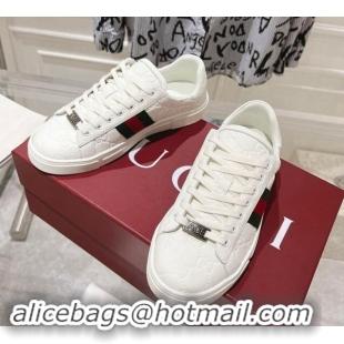 Most Popular Gucci Ace Sneakers with Web in GG Leather White 814101