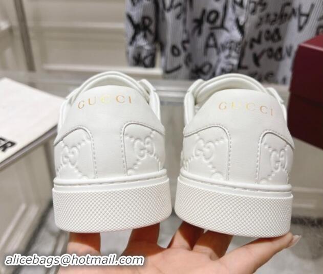 Most Popular Gucci Ace Sneakers with Web in GG Leather White 814101