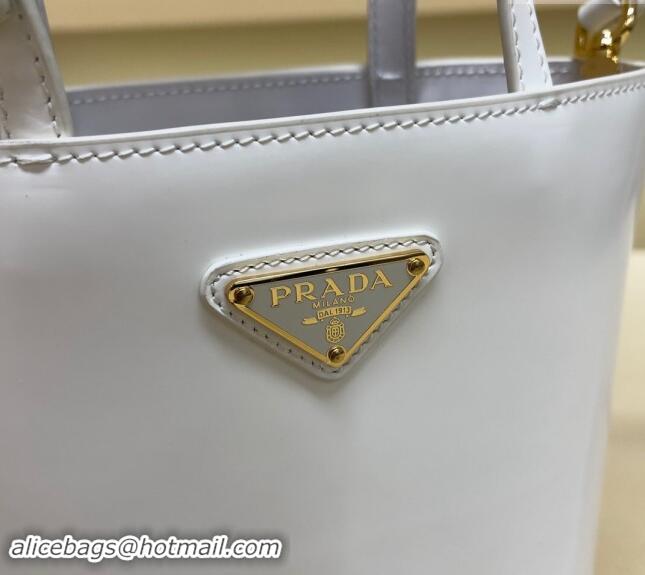 Super Quality Prada Leather Bucket Bag 1BA401 White 2024