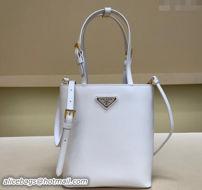 Super Quality Prada Leather Bucket Bag 1BA401 White 2024