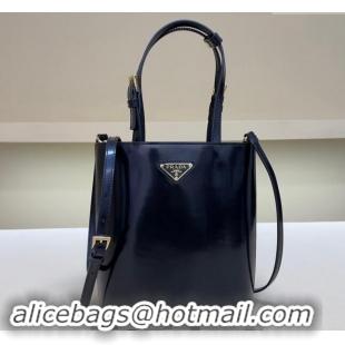 Promotional Prada Leather Bucket Bag 1BA401 Black 2024