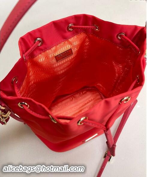 Top Grade Prada Re-Edition 1978 Re-Nylon Bucket mini-bag 1BE067 Red 2024