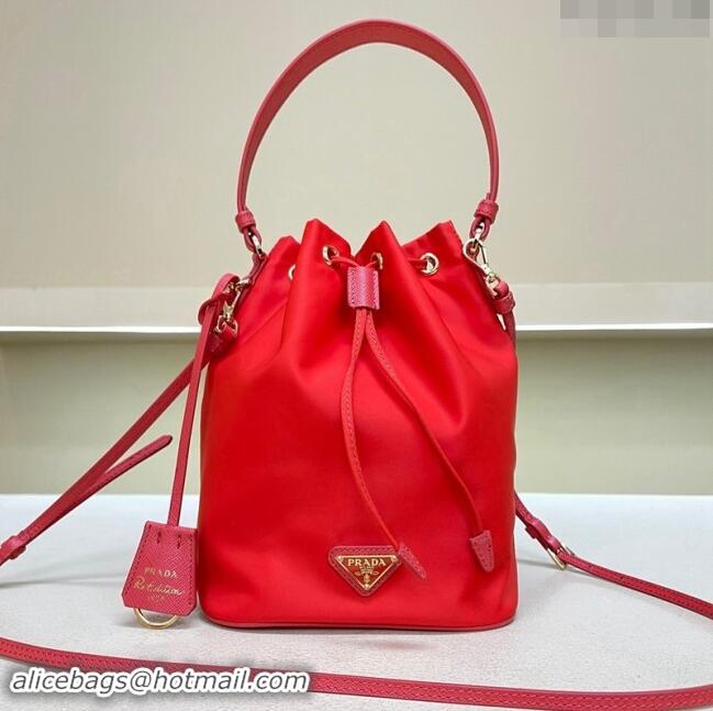 Top Grade Prada Re-Edition 1978 Re-Nylon Bucket mini-bag 1BE067 Red 2024