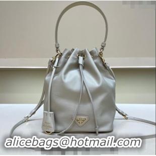 Reasonable Price Prada Re-Edition 1978 Re-Nylon Bucket mini-bag 1BE067 Light Grey 2024