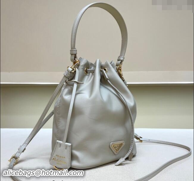 Reasonable Price Prada Re-Edition 1978 Re-Nylon Bucket mini-bag 1BE067 Light Grey 2024