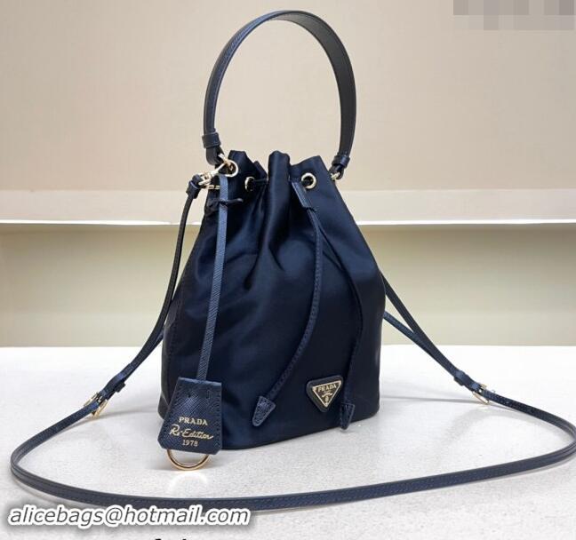 Top Quality Prada Re-Edition 1978 Re-Nylon Bucket mini-bag 1BE067 Navy Blue 2024